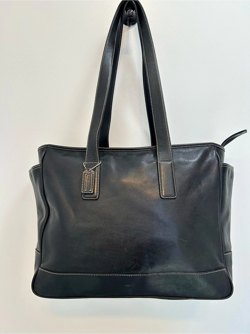 Coach Black Hamptons black leather Tote Bag style 5098/7790